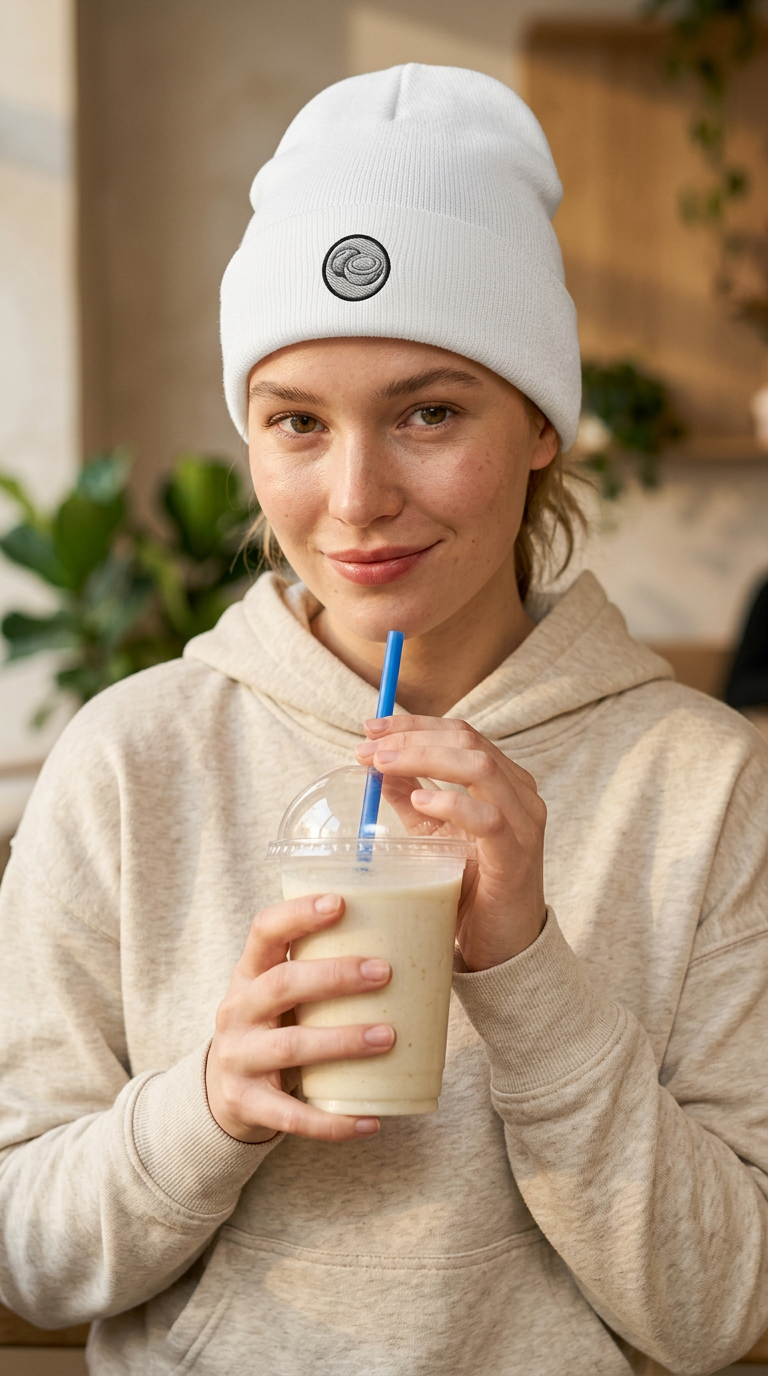 Coconut Beanie – Embroidered Knit Beanie Hat | Smoothie Collective